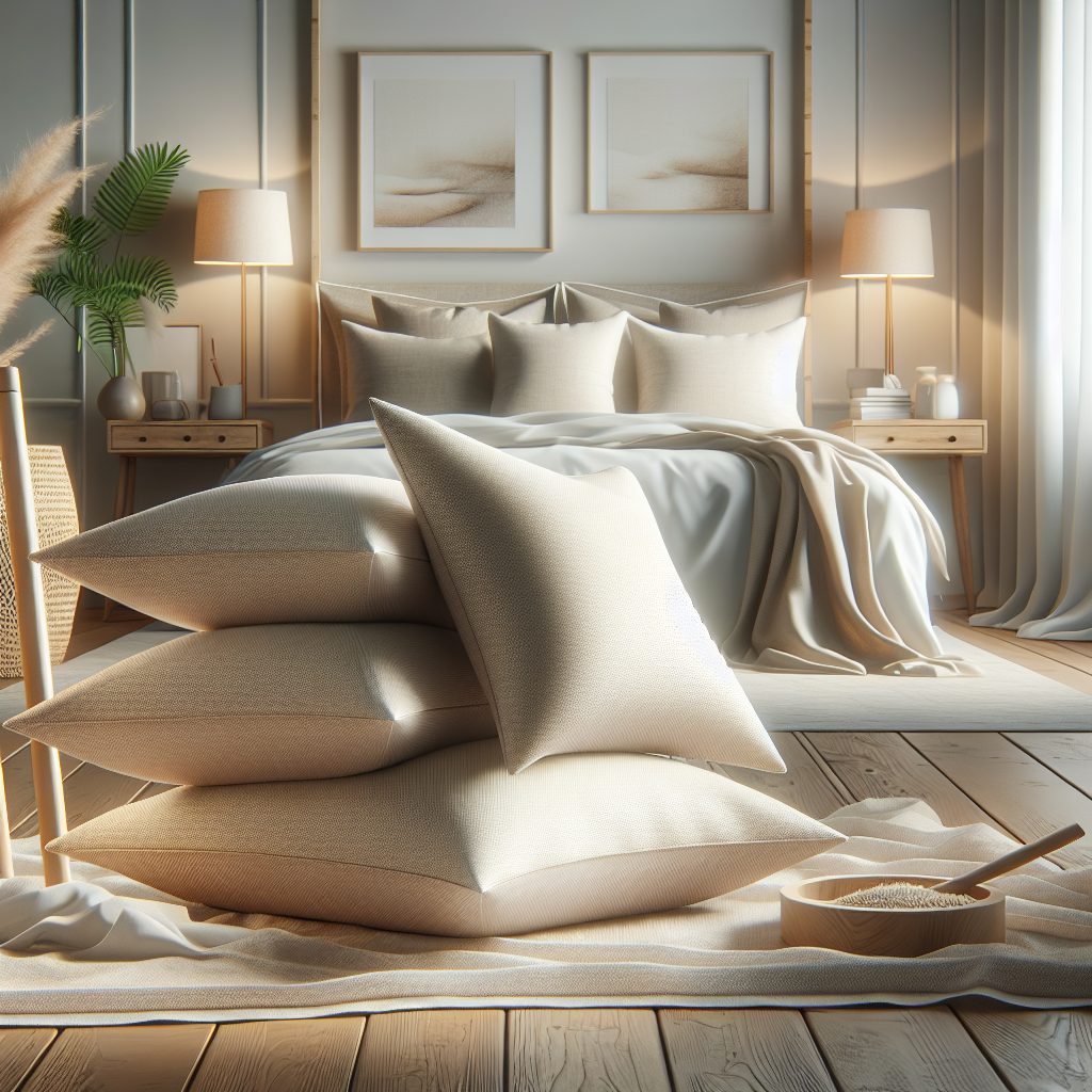 Premium organic pillow set in a serene and cozy bedroom setting.