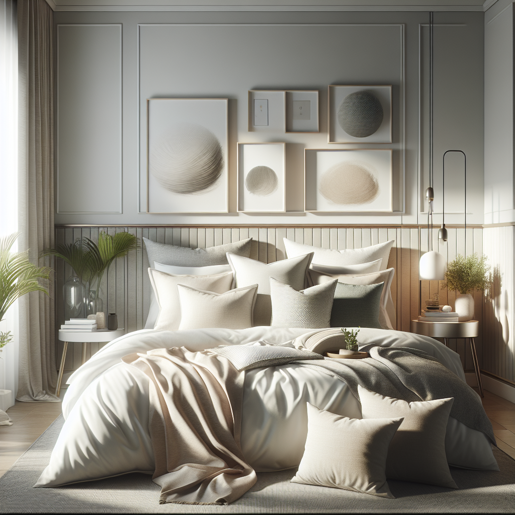 Premium organic pillow sets arranged on an elegant bed in a modern bedroom.