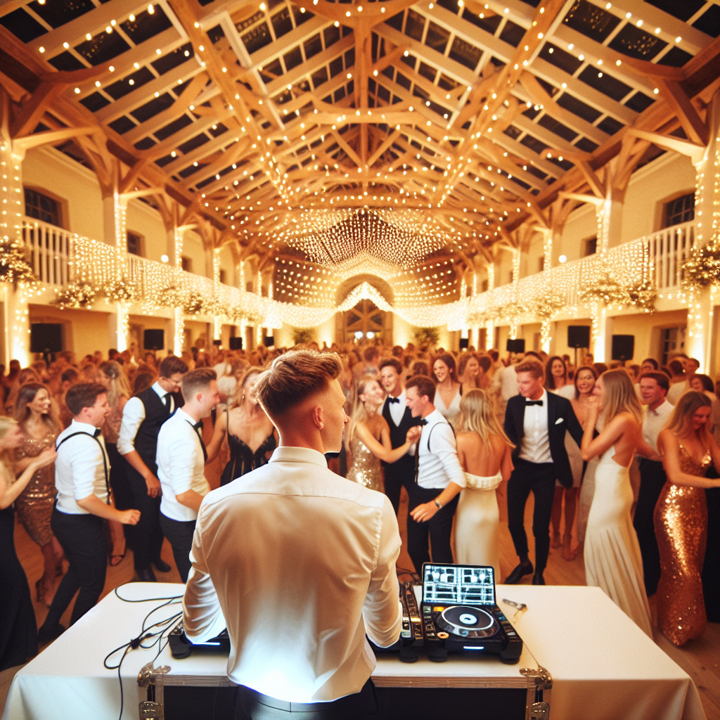 A Wedding Reception In Greene, Maine With Couples Dancing And A Dj Playing Music.