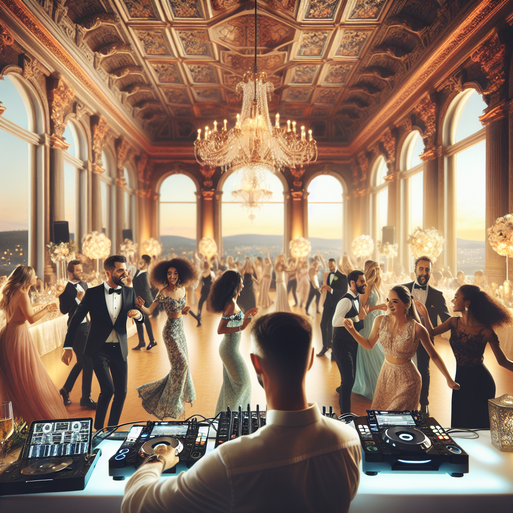 A Wedding Reception In Lisbon, Maine With A Professional Dj, Guests Dancing, And Scenic Views.