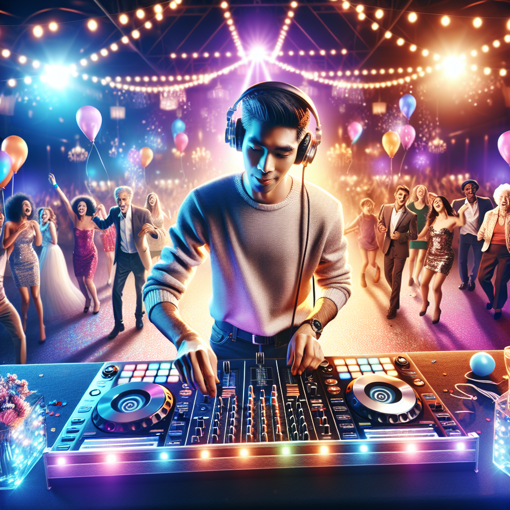 A Birthday Party Scene With A Dj And People Dancing Energetically.