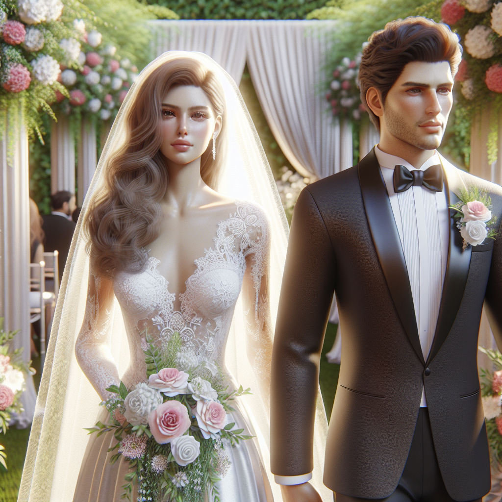 A Bride And Groom Walking Down The Aisle During A Wedding Ceremony.