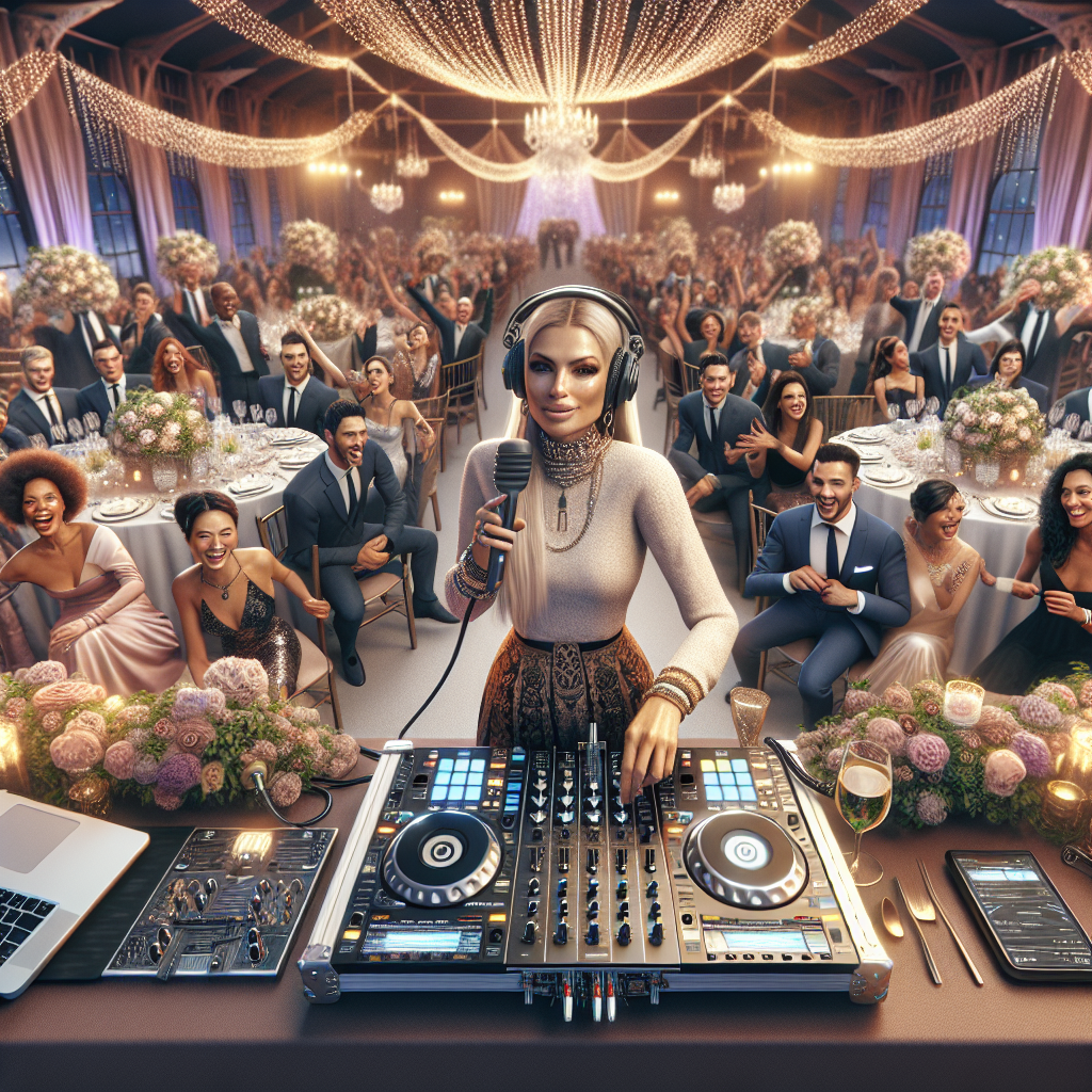 A Realistic Image Of A Wedding Dj Introduction With A Vibrant Setting.