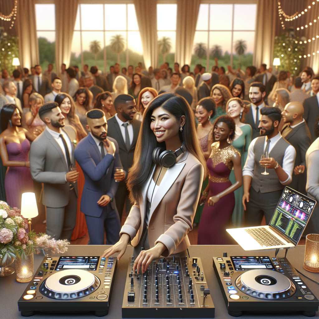 A Wedding Dj Introduction Scene With A Lively Crowd.